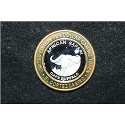 El Cortez Hotel & Casino Limited Edition Two-Tone $10 Gaming Token "African Safari Cape Buffalo", .9