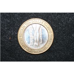Treasure Island Limited Edition Two-Tone $10 Gaming Token "Tangerine Lounge & Nightclub", .999 Fine