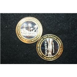 Hard Rock Hotel & Casino Limited Edition Two-Tone $10 Gaming Token, .999 Fine and Treasure Island Li