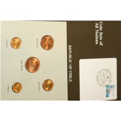 Republic of Chile; Coin Sets of All Nations W/Stamp Dated 1986