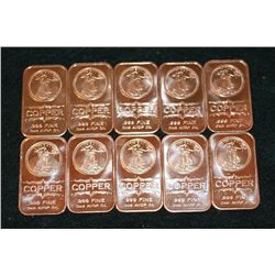 2012 Copper Ingot, .999 Fine 1 Oz., Lot of 10