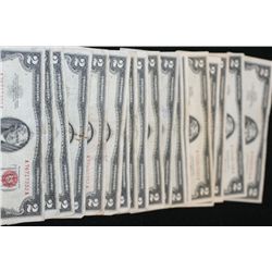 United States Note $2, Red Seal, Various Dates & Conditions, Lot of 20