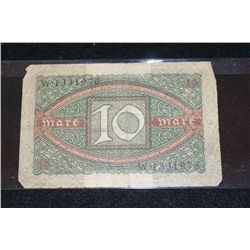 1920 German 10 Zehn Mark Foreign Bank Note