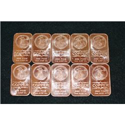 2012 Copper Ingot, .999 Fine 1 Oz., Lot of 10
