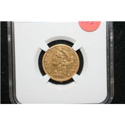 1891-CC Liberty $5 Gold Coin, NGC Graded Fine Details Improperly Cleaned