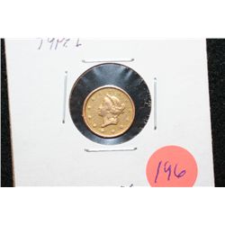 1853 Liberty $1 Gold Coin, Type I, Removed from Jewelry