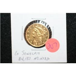 1847-C Liberty $5 Gold Coin, Removed from Jewelry