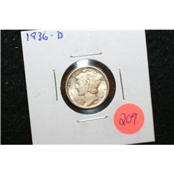 1936-D Mercury Dime