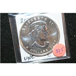 2006 Canada $5 Foreign Coin, Mapleleaf, 9999 Fine Silver 1 Oz.