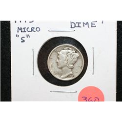 1945 Mercury Dime, Micro S, VF