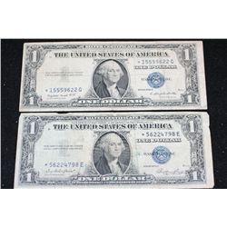 1935-G US Silver Certificate $1, Blue Seal & 1935-E US Silver Certificate $1, Blue Seal, Lot of 2