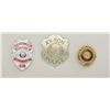 Image 2 : Lot of three authentic public safety badges  in riker case including an old Akron Police  shield (mi