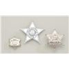 Image 2 : Lot of three old authentic badges in riker  case including a Special Game Warden six  point ball tip