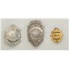 Image 2 : Lot of three old authentic firemen’s badges  in riker case including a personalized early  1900s Sal