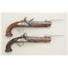 Image 1 : Pair of elliptical barrel Blunderbuss pistols  of French style with finger release snap  bayonets, s