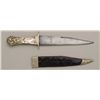 Image 2 : Clip point Bowie knife by G. Woodhead showing  reclining lion, pommel in coffin shape,  pearl gripsc