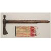 Image 1 : Early 19th century pipe tomahawk with French  style head and authentic to-the-period tacked  wood sh