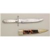 Image 1 : Desirable belt size clip point Bowie knife,  circa 19th century, showing etched blade with  Mexican 