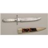 Image 2 : Desirable belt size clip point Bowie knife,  circa 19th century, showing etched blade with  Mexican 
