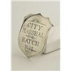 Image 1 : Die struck simple shield badge hand engraved  City Marshal Hatch New Mexico, pin back,  clasp missin
