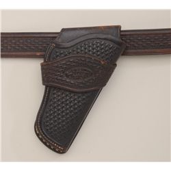 Basketweave leather holster, belt and  cartridge holder by A.W. Brill, Maker,  Austin, Tex., circa 1