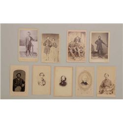 Lot of 9 Civil War and Western era CDVs  including one by Brady of a Union Officer,  another of a Un