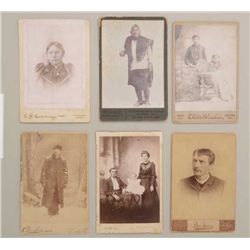 Lot of 6 desirable original early cabinet  photos including three of early American  Indians, two fr