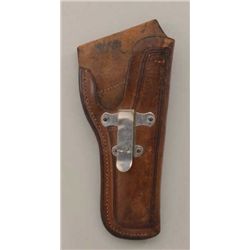 Tooled leather clip holster for a 1911  semi-auto pistol by S.D. Myres, El Paso, Tex.  in overall ve