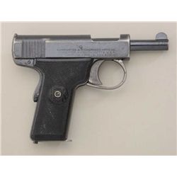 H & R self-loader semi-auto pistol, .32 cal.,  3-1/2” barrel, blue finish, checkered black  hard rub