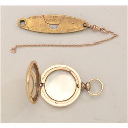 Lot of two early collectibles including a  small locket with two interior compartments  and period e