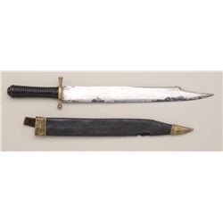 Spanish American War era clip point Bowie  knife, similar to Collins but unmarked,  showing 15" clip