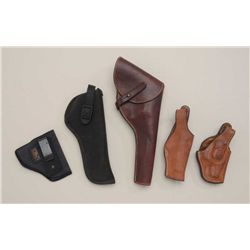 Bonanza lot of approx. 16 misc. holsters and  several gun rugs; mostly leather with some  maker mark