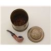 Image 4 : Old brass cylindrical cigar humidor with lid  approx. 6” in height, marked “Mild La Palina  Senators