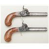Image 1 : Pair of high quality Belgian side hammer  folding trigger muff type pistols in fine  condition, show