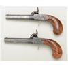 Image 3 : Pair of high quality Belgian side hammer  folding trigger muff type pistols in fine  condition, show