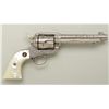 Image 2 : Colt Single Action Army .45 Colt cal., 5-1/2"  barrel, factory engraved nickel plated  medallion pea