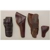 Image 1 : Lot of leather holsters, six total:  1)  Heiser Denver flap holster for 5-1/2" single  action, #431,