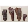 Image 2 : Lot of leather holsters, six total:  1)  Heiser Denver flap holster for 5-1/2" single  action, #431,