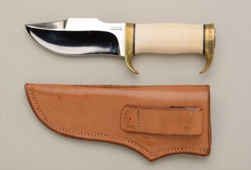 Custom sheath knife marked Draper Ephraim, Utah, with finely made 5