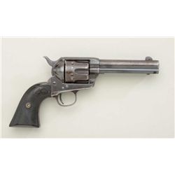 Antique Colt SAA revolver, .45 cal., 4-3/4”  barrel, blue and case hardened finish,  checkered black