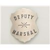 Image 1 : Die struck Deputy Marshals badge in shape of  shield with enameled letters, pin backed,  maker marke