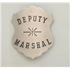 Image 2 : Die struck Deputy Marshals badge in shape of  shield with enameled letters, pin backed,  maker marke
