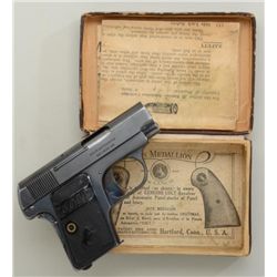 Colt Model 1908 pocket auto .25 ACP cal.,  blue finish, hard rubber grips, serial  #289141, in its o