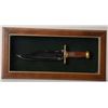 Image 2 : John Wayne Commemorative Bowie Knife in fine  wood and glass presentation display case,  presented t