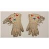Image 2 : Pair of ladies doeskin beaded gauntlets with  fringes in overall good condition showing use  with ta