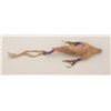 Image 1 : Old Indian beaded effigy approx. 6” overall  with large beads and tin cones with leather  tassels in