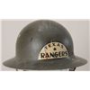 Image 1 : Authentic green painted metal helmet with  “Texas Rangers” decal on front, circa  1920’s-30’s, with 