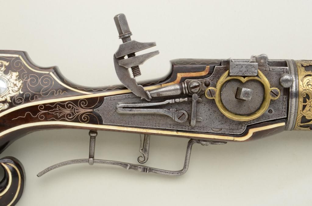 High art decorated wheel lock revolving carbine with royal European ...
