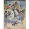 Image 1 : Original oil on canvas showing a Mexican  wedding in front of Santa Barbara Mission,  signed lower r