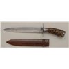Image 3 : Unmarked 19th century spear point Bowie knife  with stag grip, blade measures 9-1/4",  14-1/4" overa